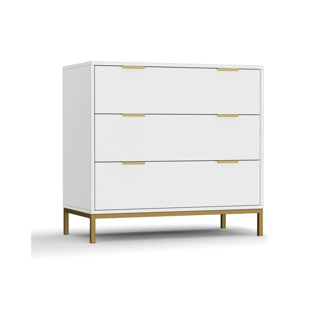 Modern White 3-Drawer Storage Cabinet